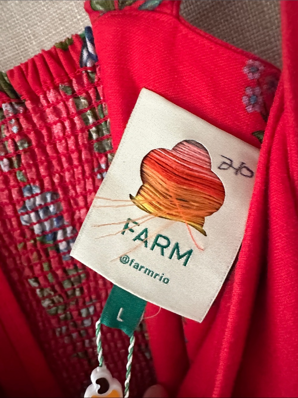 FARM Rio Red Floral Tie-Waist Mini Dress Sz L NWT - Picture 8 of 10